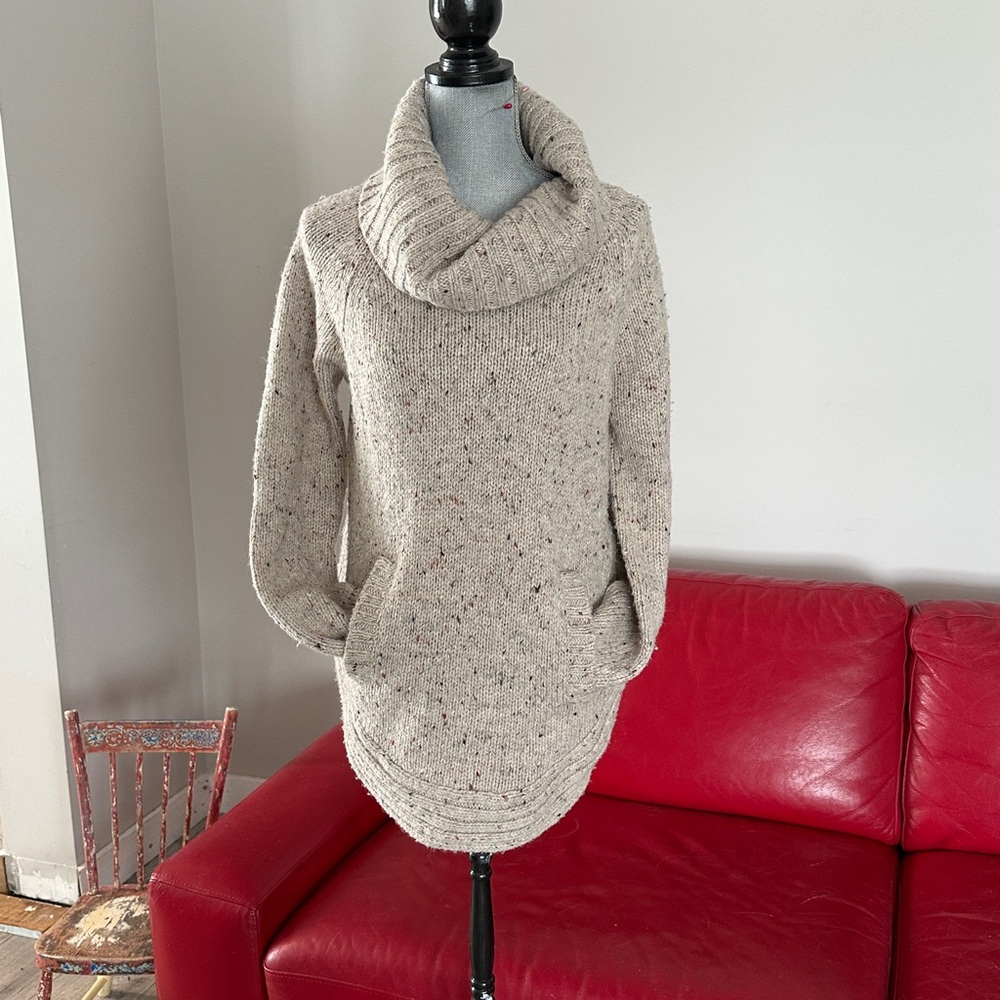 Cynthia Rowley Speckled Cream Cowl Neck Sweater